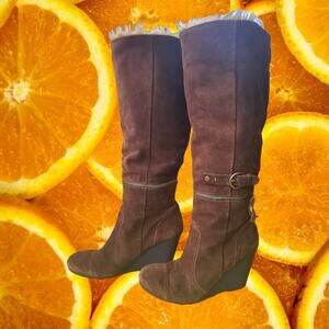Nine West‎ 2 Style Zipper Wedge Heel Fux Fur Lined Boots Size 8